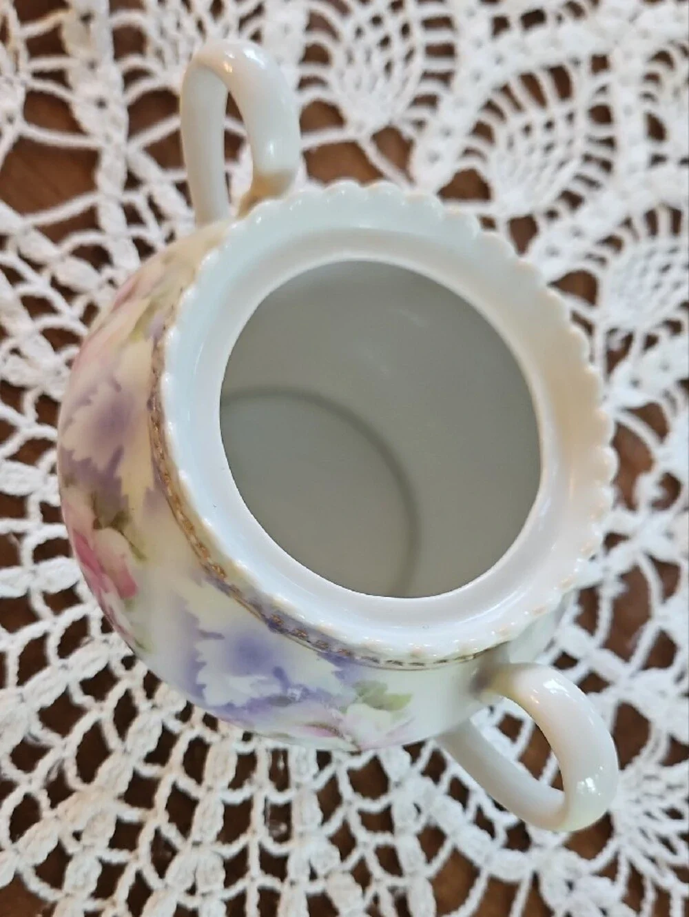Antique PK Silesia Lidded Sugar Bowl Rose Lusterware Germany Circa 1886-1914